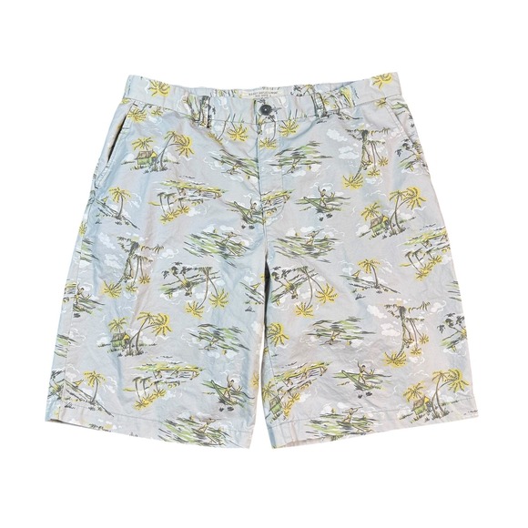 Old Navy Island Print Casual Shorts Lot of 2 Tropical Palm Tree Graphic Mens 38 - Picture 2 of 7